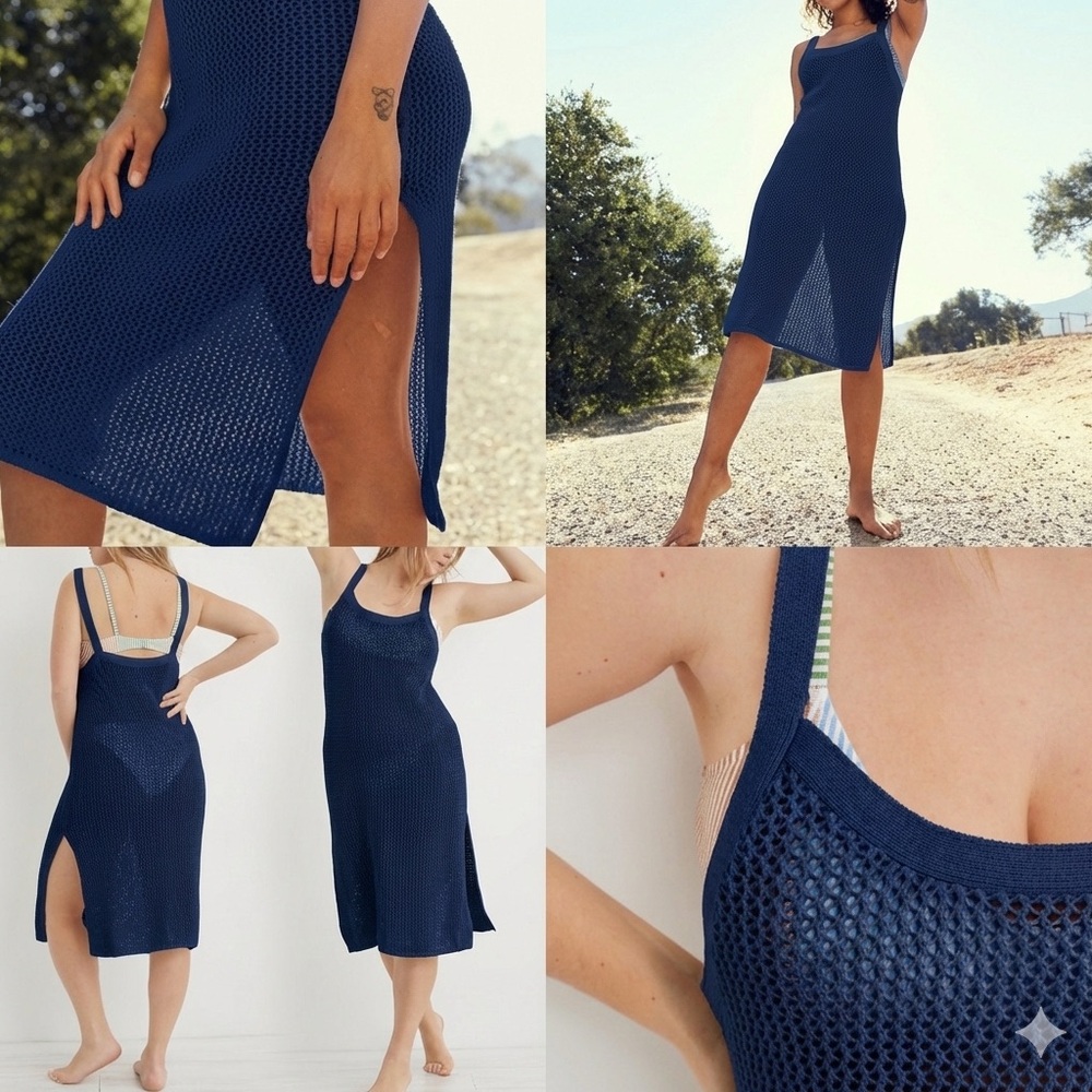 Aerie Navy Crochet Swim Coverup